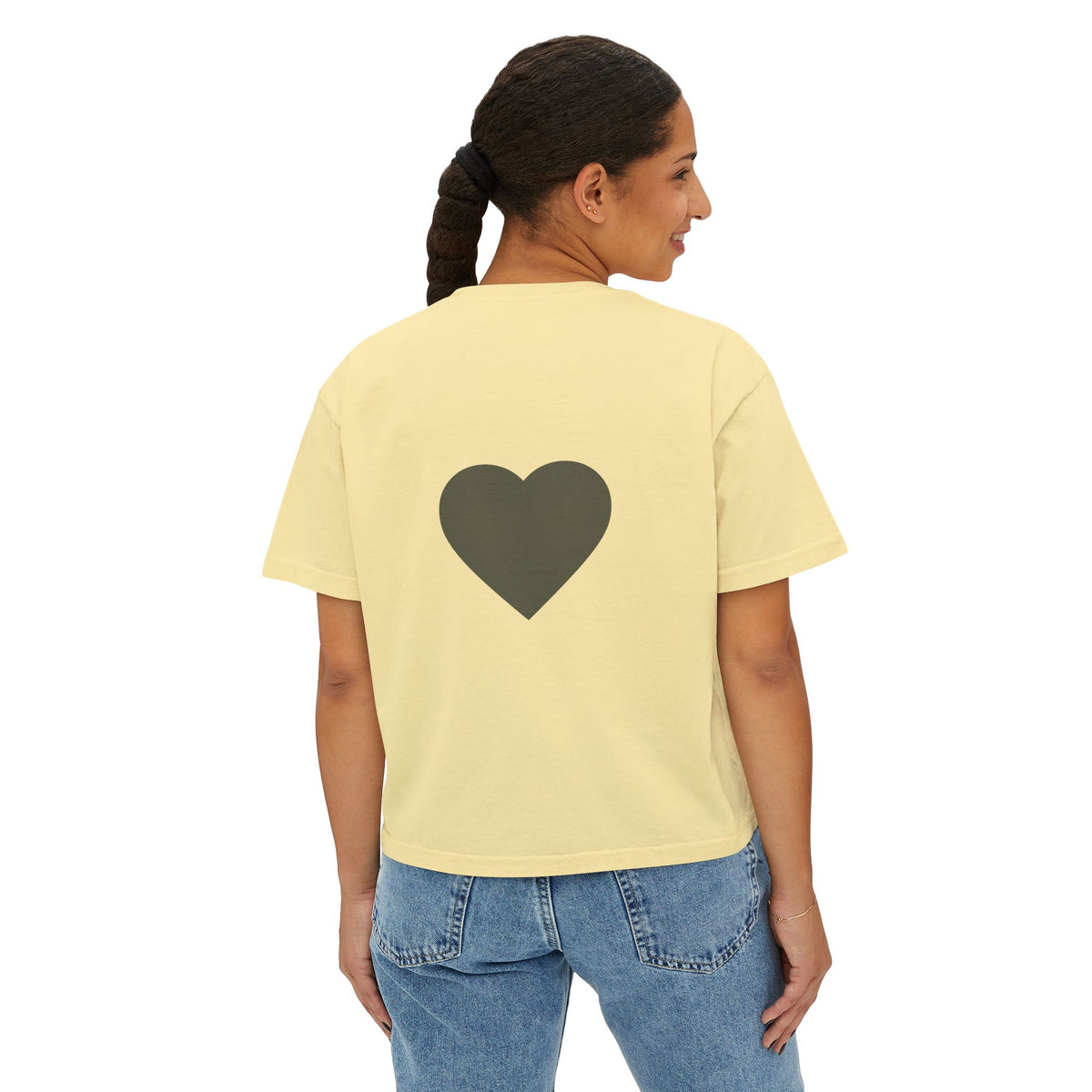 Women's Floral Wreath Heart Boxy Tee