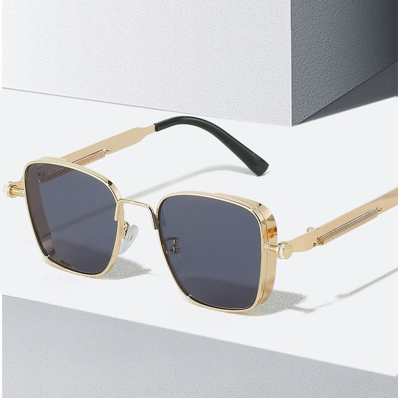 Retro Steampunk Square Frame UV400 Protection Metal Sunglasses