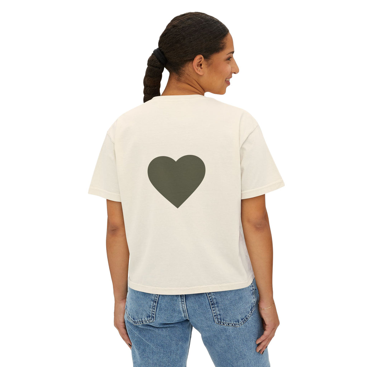 Women's Floral Wreath Heart Boxy Tee
