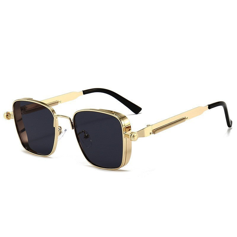 Retro Steampunk Square Frame UV400 Protection Metal Sunglasses