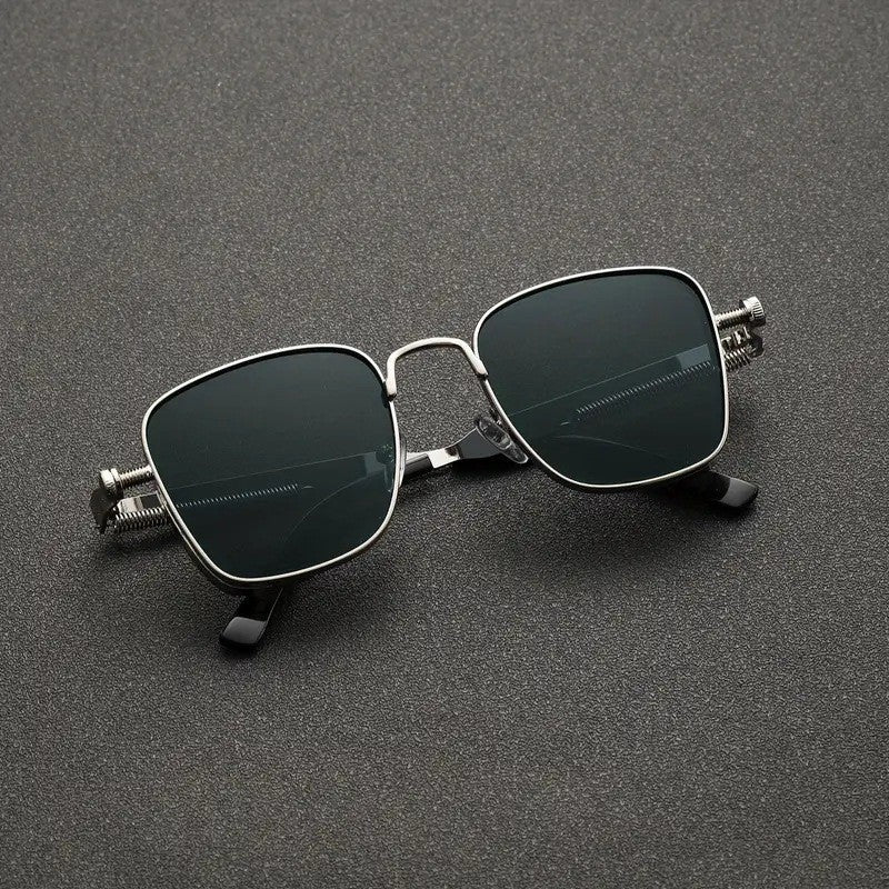 Retro Steampunk Square Frame UV400 Protection Metal Sunglasses